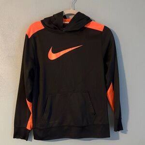 Kids Nike Black Hoodie with Orange Accents